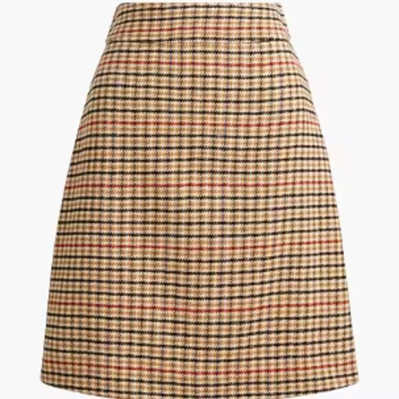 J Crew Women's Plaid Wool Blend A-line Mini SkirtSize 18 Lined Classic Beige - Picture 6 of 6
